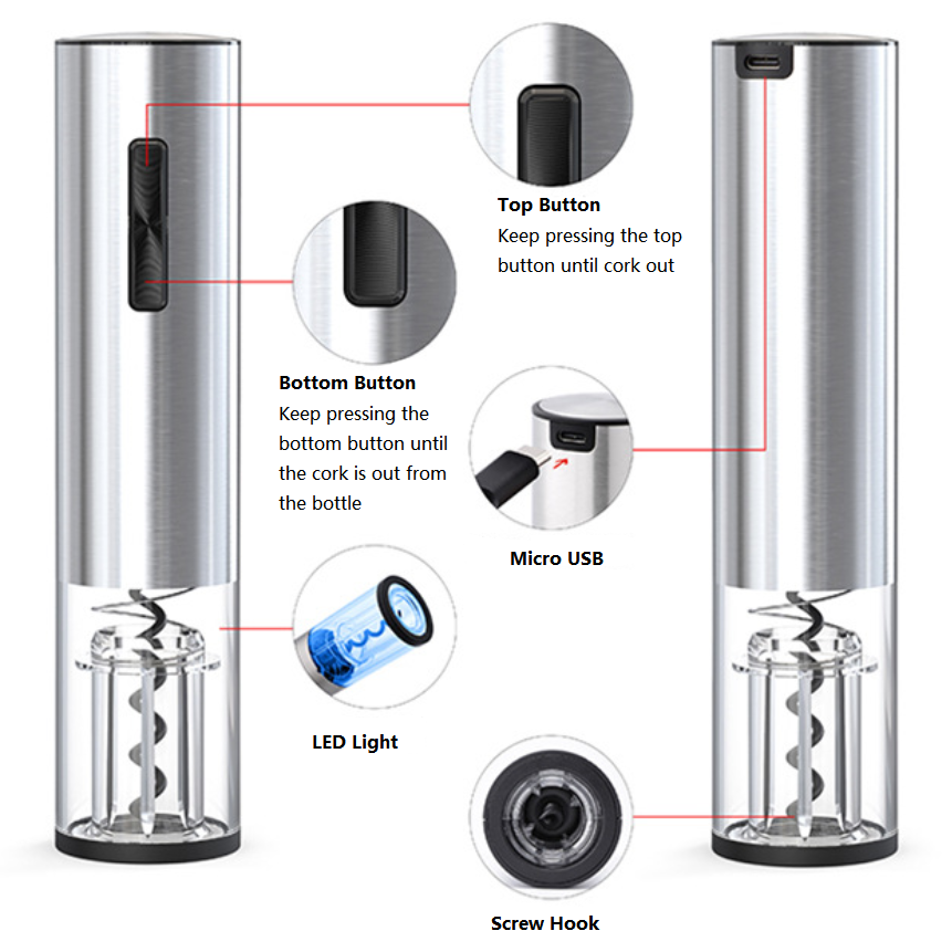 Ouvre-Bouteille de Vin Électrique Rechargeable - L'Élégance au Bout de Vos Doigts